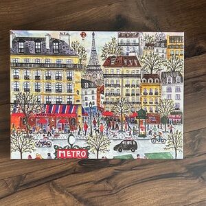 Michael Storrings Paris Puzzle - Vibrant Cityscape with Red and Blue Accents